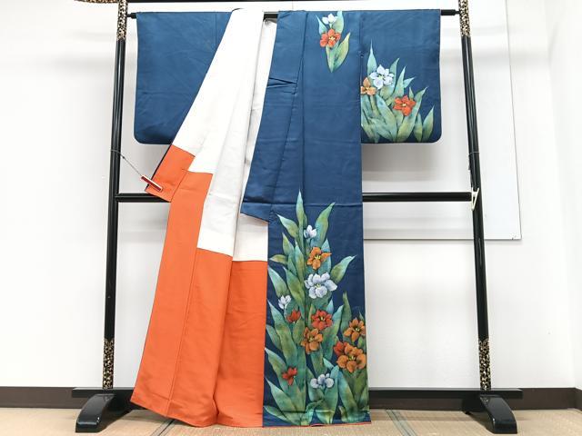 平和屋着物■訪問着　手描き　草花文　正絹　逸品　CABN2002xe