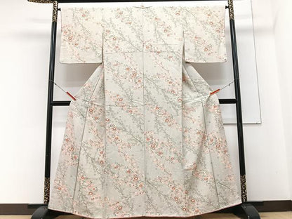 平和屋着物■上質な小紋　枝花文　正絹　逸品　CABN2003xe
