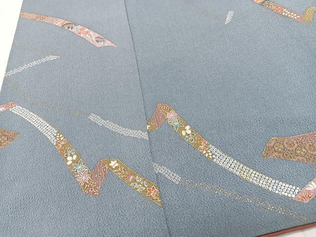 平和屋着物■上質な小紋　短冊草花文　金彩　鬼しぼ縮緬　正絹　逸品　CABN2007xe