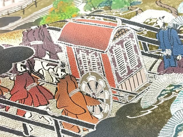 平和屋着物■豪華黒留袖　渡り橋人物風景文　暈し染め　金彩　正絹　逸品　CABN2010xe