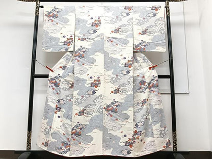 平和屋着物■上質な小紋　地紙草花文　金彩　正絹　逸品　未使用　CABN2011xe