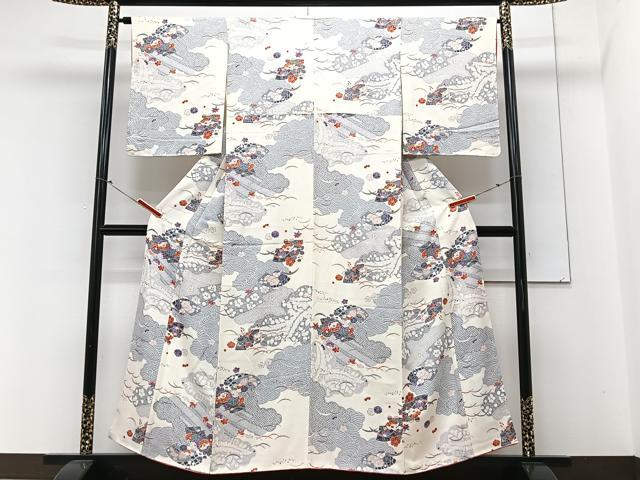 平和屋着物■上質な小紋　地紙草花文　金彩　正絹　逸品　未使用　CABN2011xe