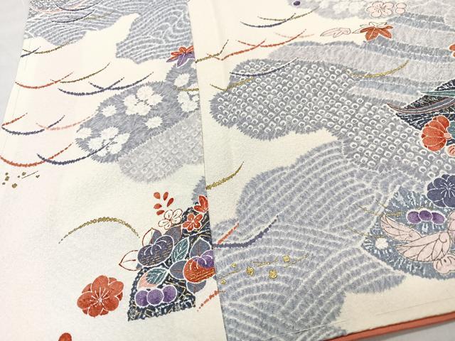 平和屋着物■上質な小紋　地紙草花文　金彩　正絹　逸品　未使用　CABN2011xe