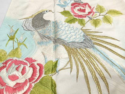 平和屋着物■豪華振袖　総刺繍　尾長鳥草花文　暈し染め　金銀糸　正絹　逸品　CABN2015xe