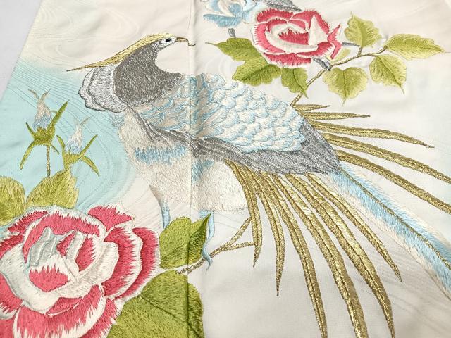 平和屋着物■豪華振袖　総刺繍　尾長鳥草花文　暈し染め　金銀糸　正絹　逸品　CABN2015xe