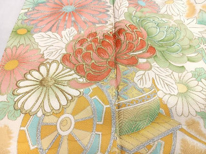平和屋着物■豪華振袖　刺繍　花車文　金銀彩　正絹　逸品　CABN2019xe