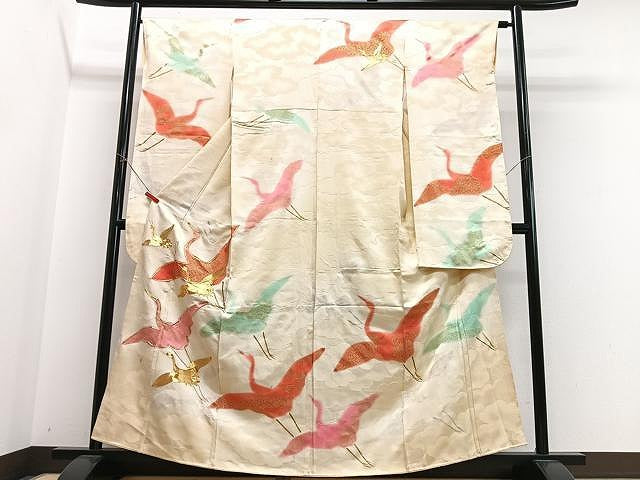 平和屋着物■豪華振袖　駒刺繍　飛鶴文　金彩　正絹　逸品　CABN2029xe
