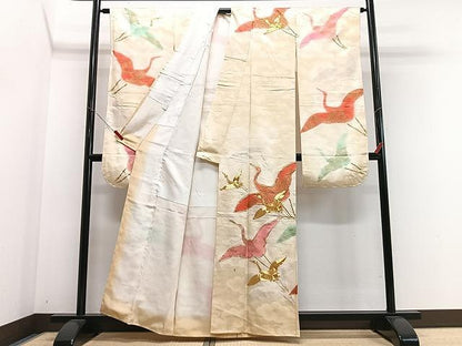 平和屋着物■豪華振袖　駒刺繍　飛鶴文　金彩　正絹　逸品　CABN2029xe