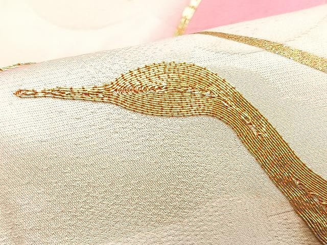 平和屋着物■豪華振袖　駒刺繍　飛鶴文　金彩　正絹　逸品　CABN2029xe