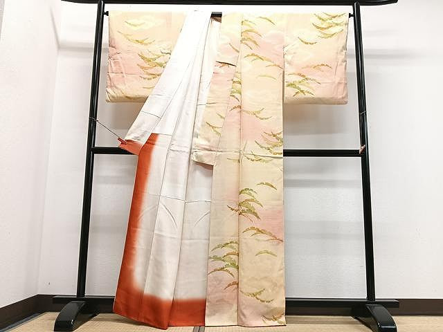 平和屋着物■上質な小紋　雲取り雪芝文　暈し染め　正絹　逸品　CABN2032xe