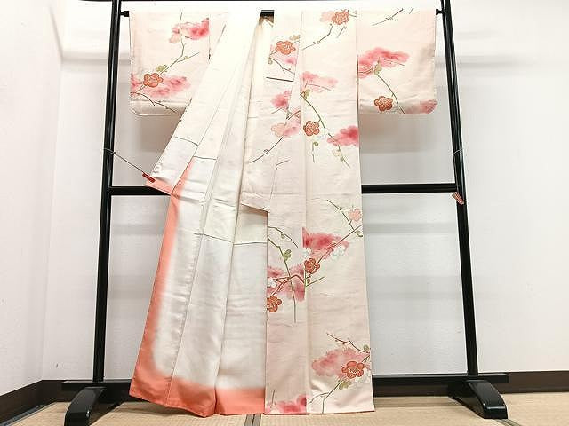 平和屋着物■上質な小紋　枝梅文　金彩　正絹　逸品　未使用　CABN2033xe