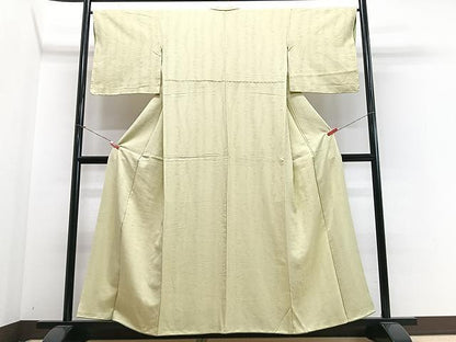 平和屋着物■上質な色無地　流水地紋　枯草色　正絹　逸品　CABN2035xe
