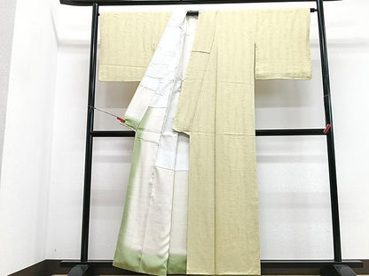 平和屋着物■上質な色無地　流水地紋　枯草色　正絹　逸品　CABN2035xe