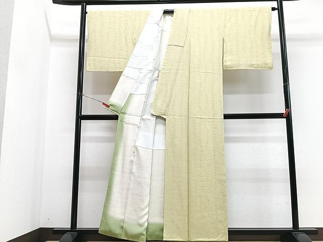 平和屋着物■上質な色無地　流水地紋　枯草色　正絹　逸品　CABN2035xe