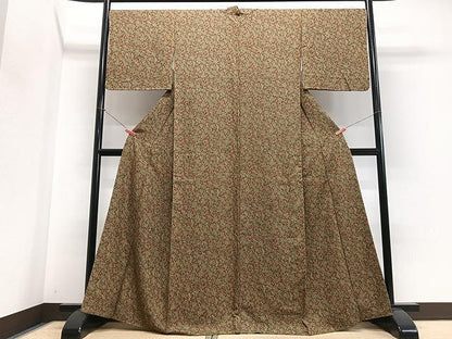 平和屋着物■上質な小紋　更紗花文　正絹　逸品　CABN2036xe
