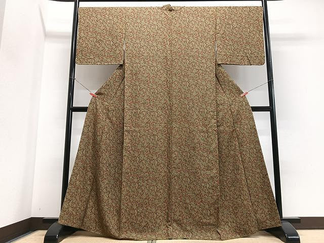 平和屋着物■上質な小紋　更紗花文　正絹　逸品　CABN2036xe