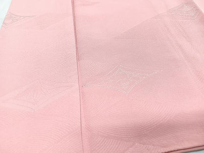 平和屋着物■上質な色無地　花菱地紋　珊瑚色　正絹　逸品　CABN2038xe