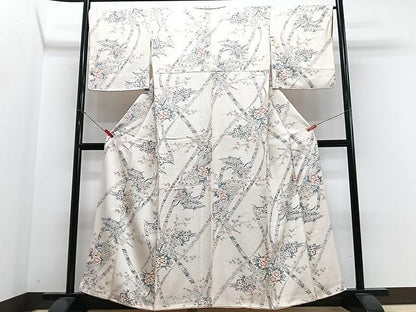 平和屋着物■上質な小紋　短冊扇面花文　正絹　逸品　CABN2039xe