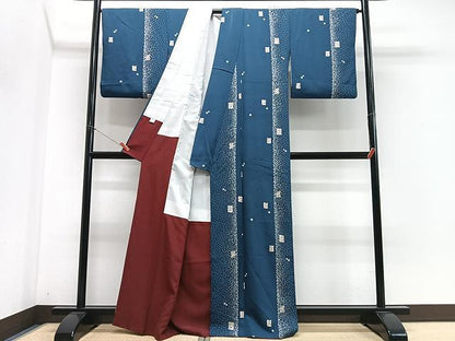平和屋着物■上質な小紋　間道　色紙風景文　正絹　逸品　CABN2046xe