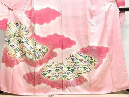 平和屋着物■豪華振袖　駒刺繍　七宝青海波文　暈し染め　金彩　正絹　逸品　CABN2047xe