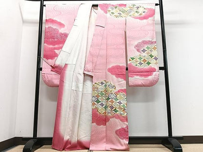 平和屋着物■豪華振袖　駒刺繍　七宝青海波文　暈し染め　金彩　正絹　逸品　CABN2047xe
