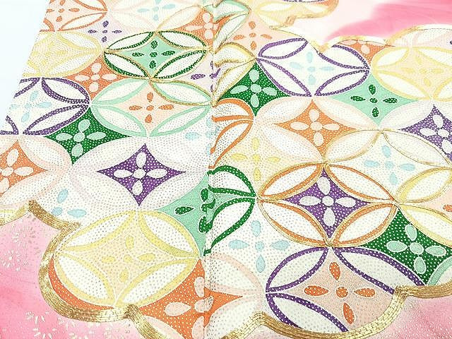 平和屋着物■豪華振袖　駒刺繍　七宝青海波文　暈し染め　金彩　正絹　逸品　CABN2047xe