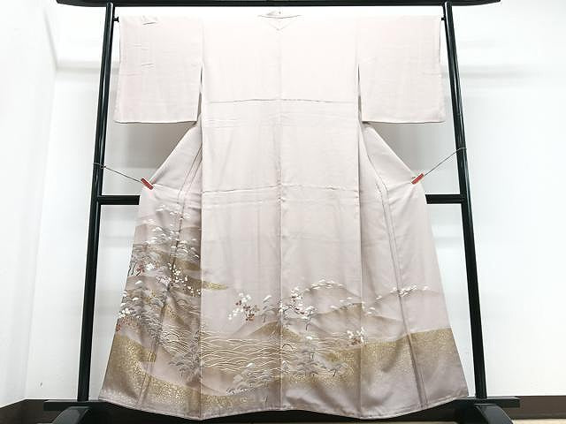 平和屋着物■豪華色留袖　駒刺繍　風景文　金彩　正絹　逸品　CABN2049xe