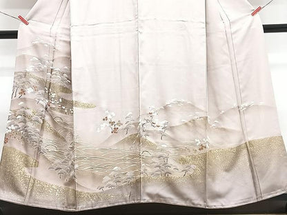 平和屋着物■豪華色留袖　駒刺繍　風景文　金彩　正絹　逸品　CABN2049xe