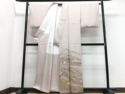 平和屋着物■豪華色留袖　駒刺繍　風景文　金彩　正絹　逸品　CABN2049xe