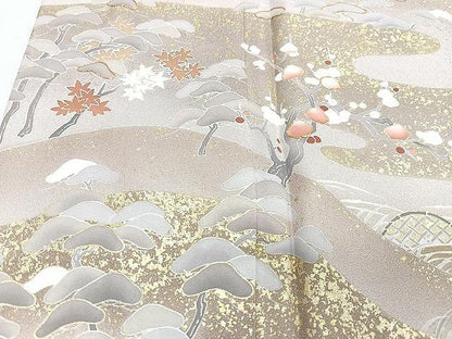 平和屋着物■豪華色留袖　駒刺繍　風景文　金彩　正絹　逸品　CABN2049xe