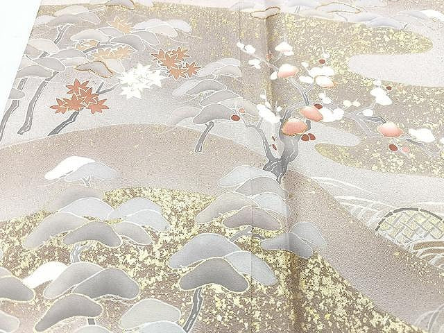 平和屋着物■豪華色留袖　駒刺繍　風景文　金彩　正絹　逸品　CABN2049xe