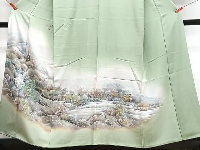 平和屋着物■豪華色留袖　手描き　風景文　暈し染め　金彩　正絹　逸品　CABN2050xe