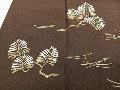 平和屋着物■豪華色留袖　駒刺繍　松葉文　金彩　正絹　逸品　CABN2055xe