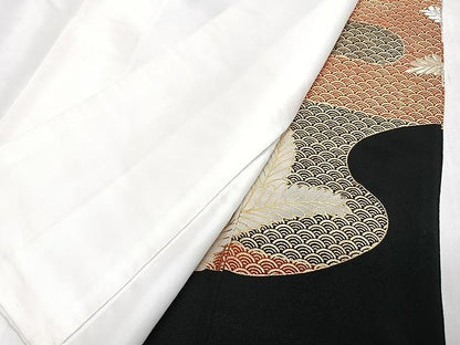 平和屋着物■豪華黒留袖　刺繍　松葉文　金銀糸　正絹　逸品　CABN2059xe