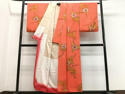 平和屋着物■小紋　地紋起こし　枝花文　洗える着物　CABN2067xe