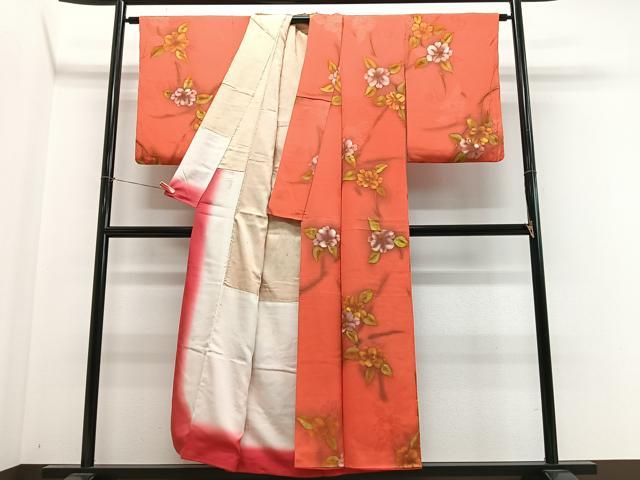 平和屋着物■小紋　地紋起こし　枝花文　洗える着物　CABN2067xe