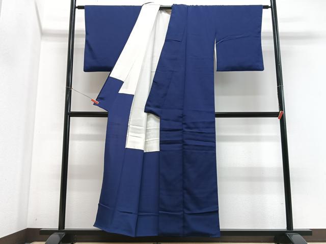 平和屋着物■上質な色無地　鉄紺色　正絹　逸品　CABN2069xe