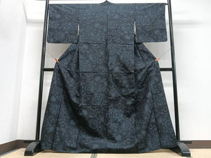 平和屋着物■上質な紬　80亀甲　舞花文　正絹　逸品　CABN2075xe