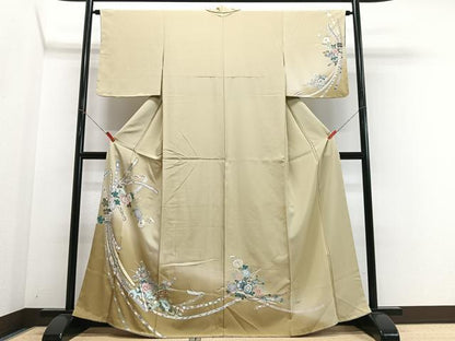 平和屋着物■訪問着　束ね熨斗草花文　暈し染め　金彩　正絹　逸品　未使用　CABN2078xe