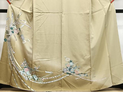 平和屋着物■訪問着　束ね熨斗草花文　暈し染め　金彩　正絹　逸品　未使用　CABN2078xe
