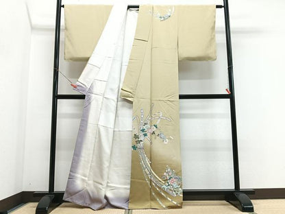 平和屋着物■訪問着　束ね熨斗草花文　暈し染め　金彩　正絹　逸品　未使用　CABN2078xe