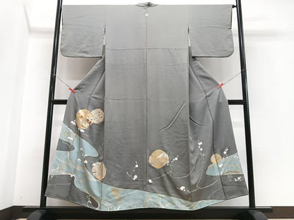 平和屋着物■豪華色留袖　駒刺繍　流水枝花文　金彩　正絹　逸品　CABN2080xe