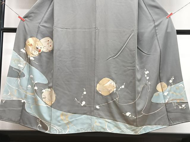平和屋着物■豪華色留袖　駒刺繍　流水枝花文　金彩　正絹　逸品　CABN2080xe
