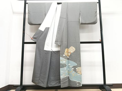 平和屋着物■豪華色留袖　駒刺繍　流水枝花文　金彩　正絹　逸品　CABN2080xe