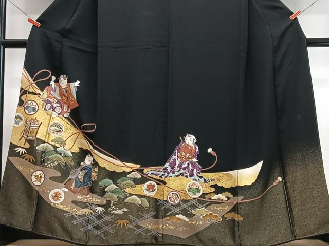 平和屋着物■豪華黒留袖　作家物　駒刺繍　唐子　金彩　正絹　逸品　CABN2082xe