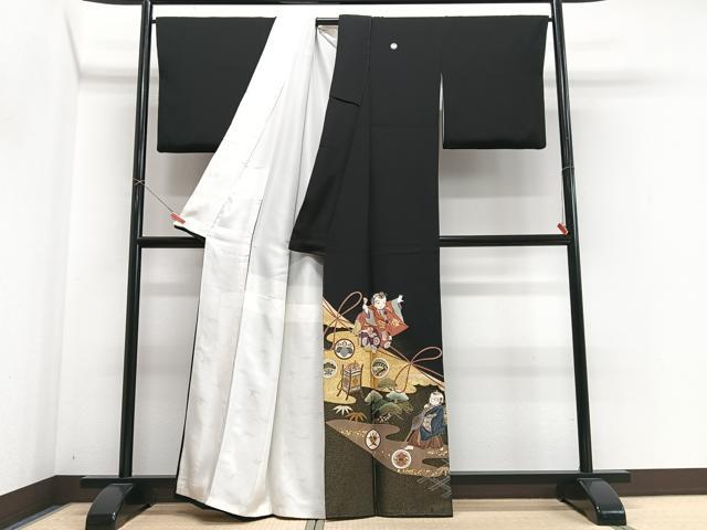 平和屋着物■豪華黒留袖　作家物　駒刺繍　唐子　金彩　正絹　逸品　CABN2082xe