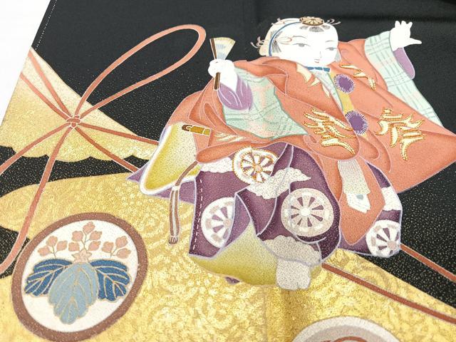 平和屋着物■豪華黒留袖　作家物　駒刺繍　唐子　金彩　正絹　逸品　CABN2082xe