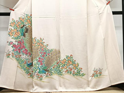 平和屋着物■訪問着　孔雀草花文　正絹　逸品　CABN2084xe