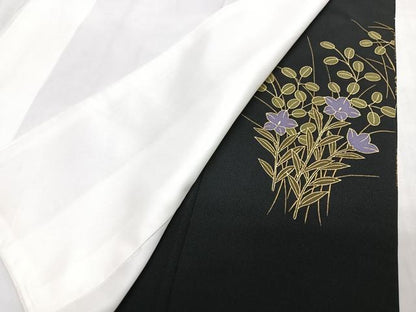 平和屋着物■豪華黒留袖　駒刺繍　御所車草花文　金彩　正絹　逸品　CABN2086xe