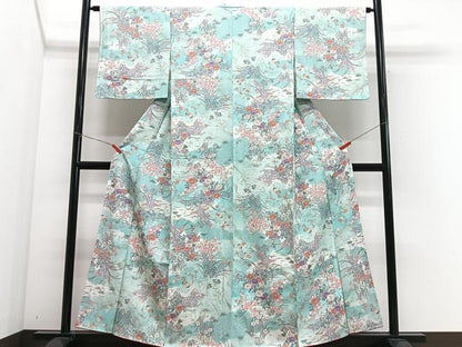 平和屋着物■上質な小紋　草花文　金彩　正絹　逸品　CABN2141xe